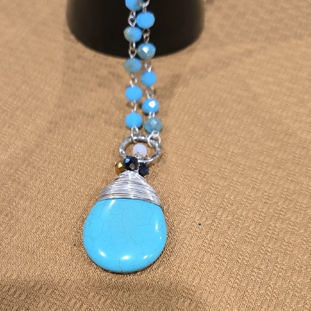 Turquoise and Silver Pendant Necklace